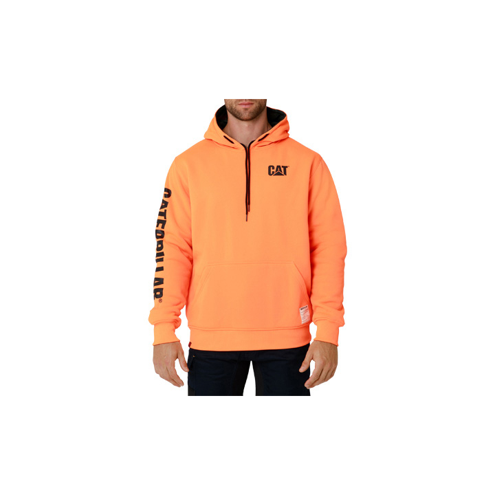 Caterpillar Reversible Banner - Mens Hoodies - Black/Orange - NZ (086EFUJTM)